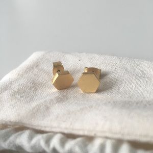 Madewell Geometric Hexagon Gold Studs
